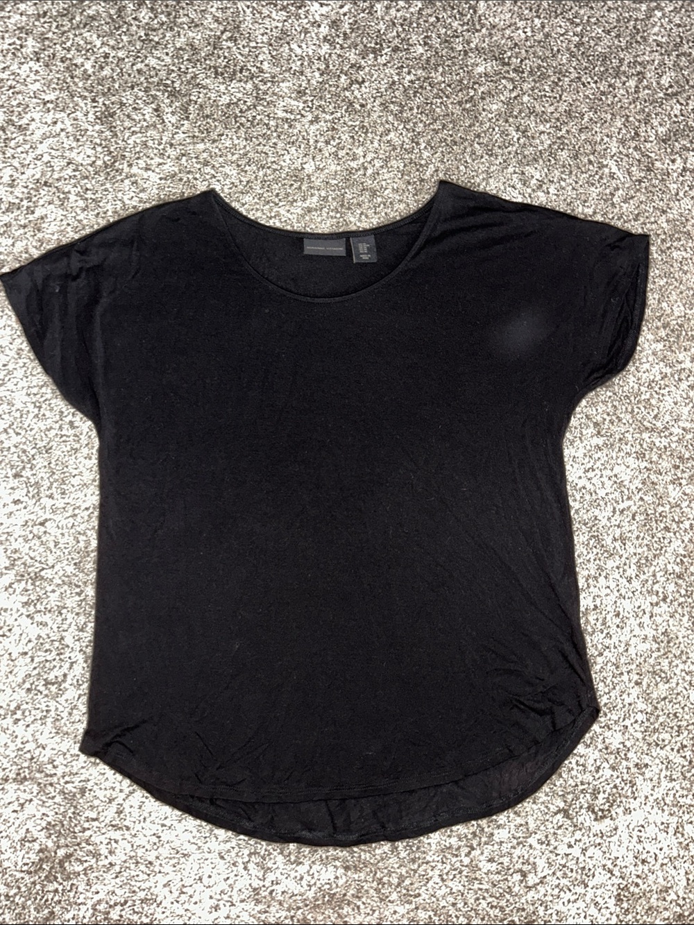 Adrienne Vittadini Black Scoop Neck Short Sleeve Top